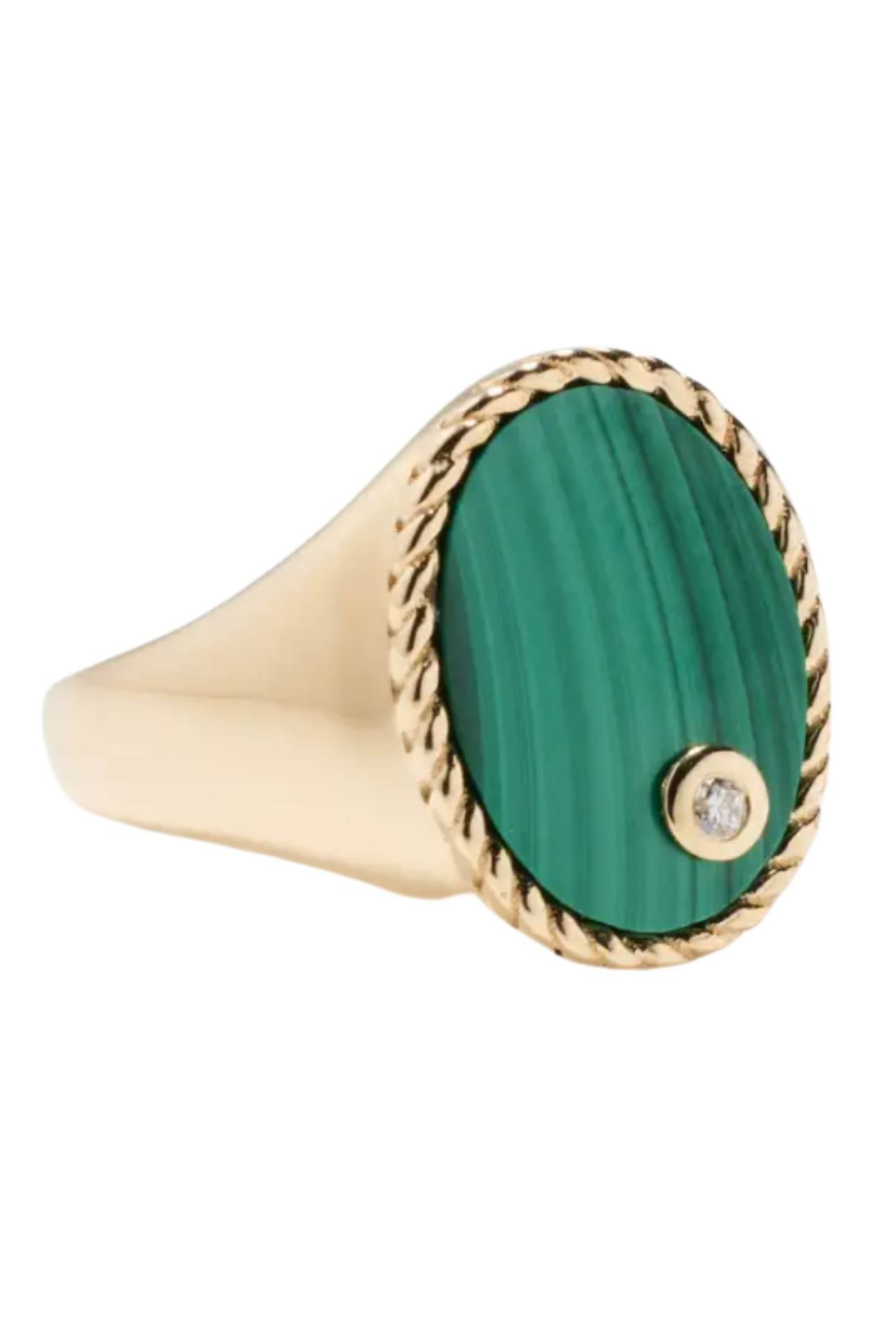 oval malachite ring