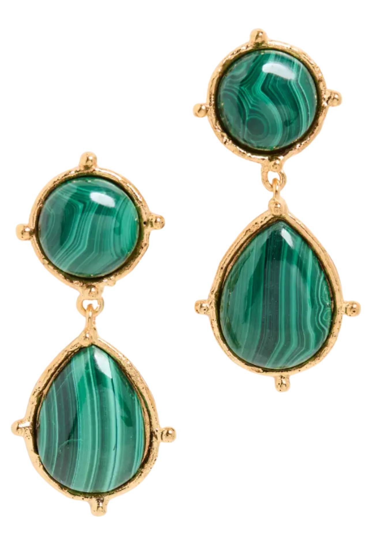 green drop earrings