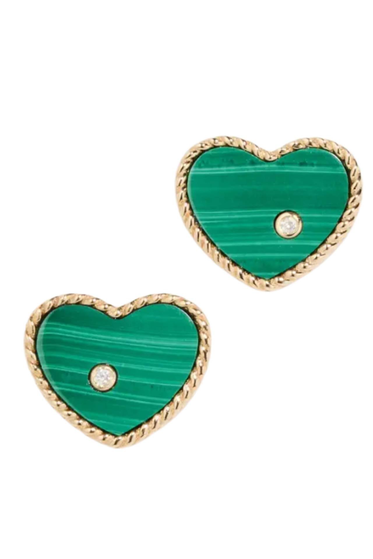 green heart earrings