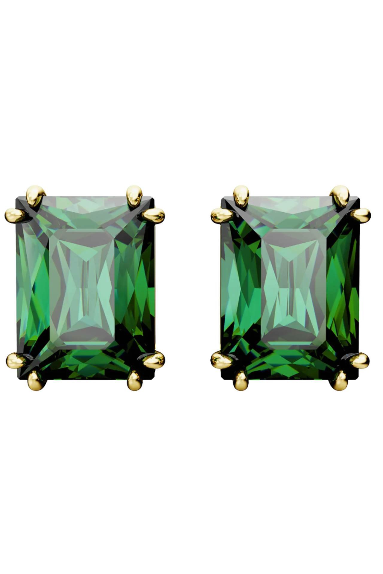 green crystal stud earrings