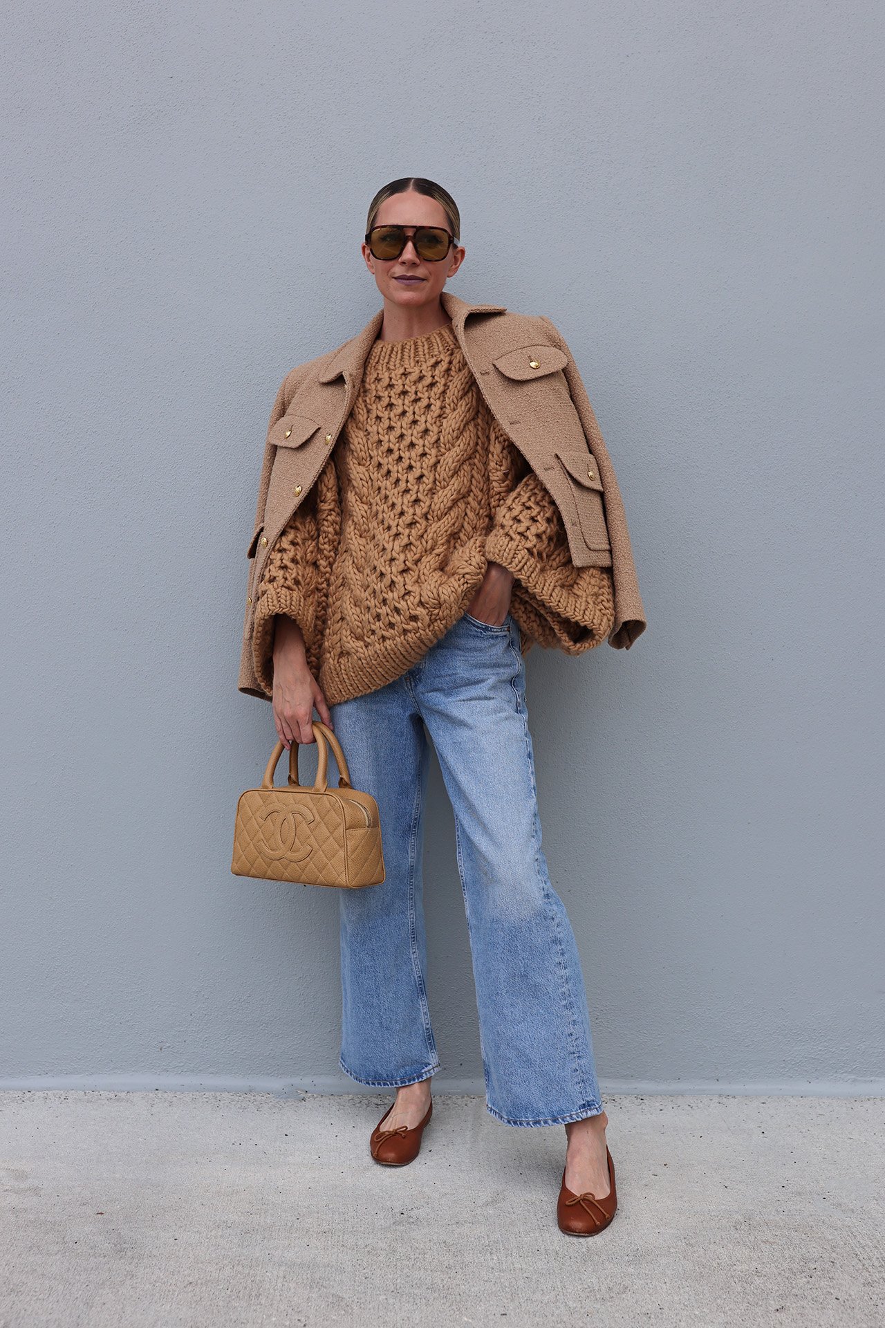 cropped wide leg jeans, chanel bag, nili lotan jacket, denim styling