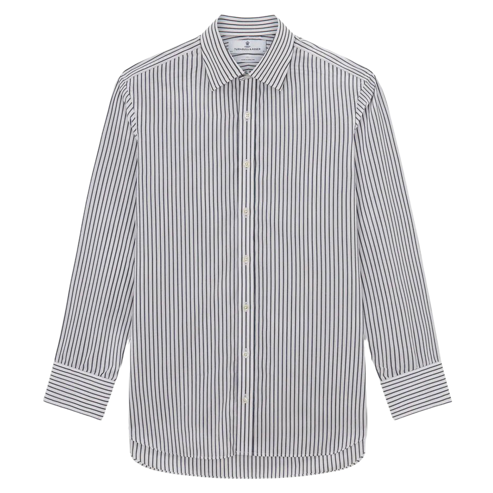 Turnbull & Asser Midnight Blue Halo Stripe Mayfair Shirt