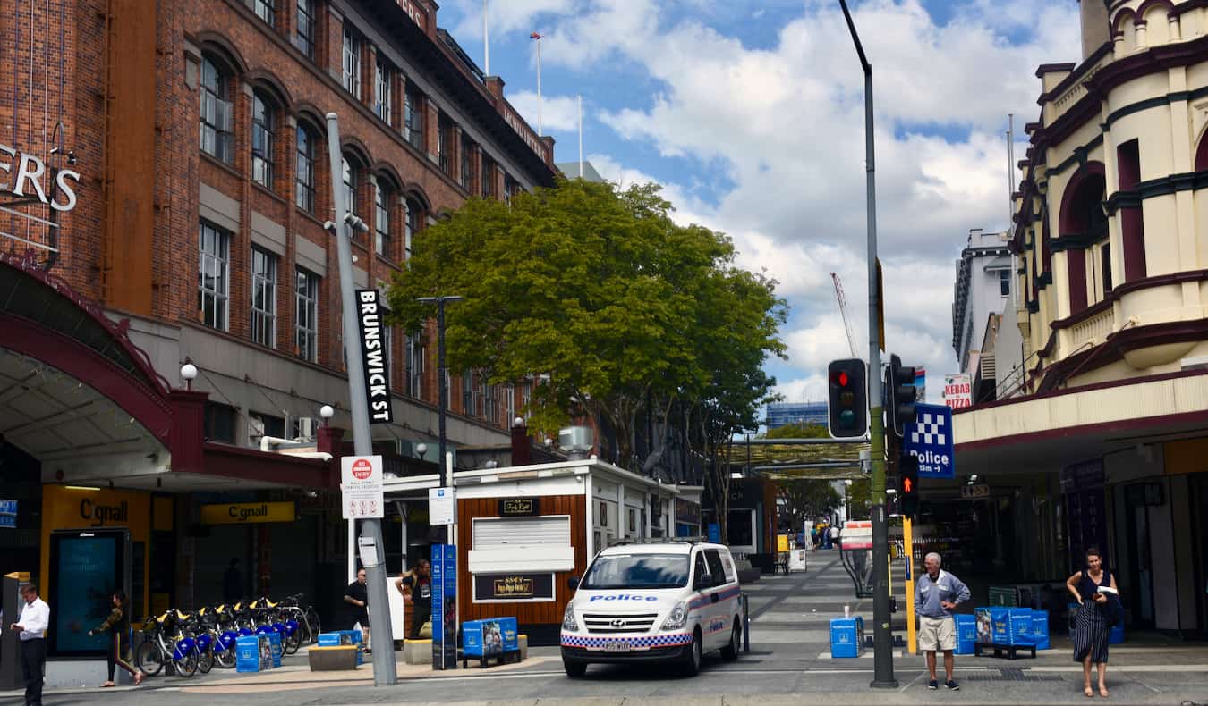A quiet street of the Fortitude Valley area of Brisbane, Australia
