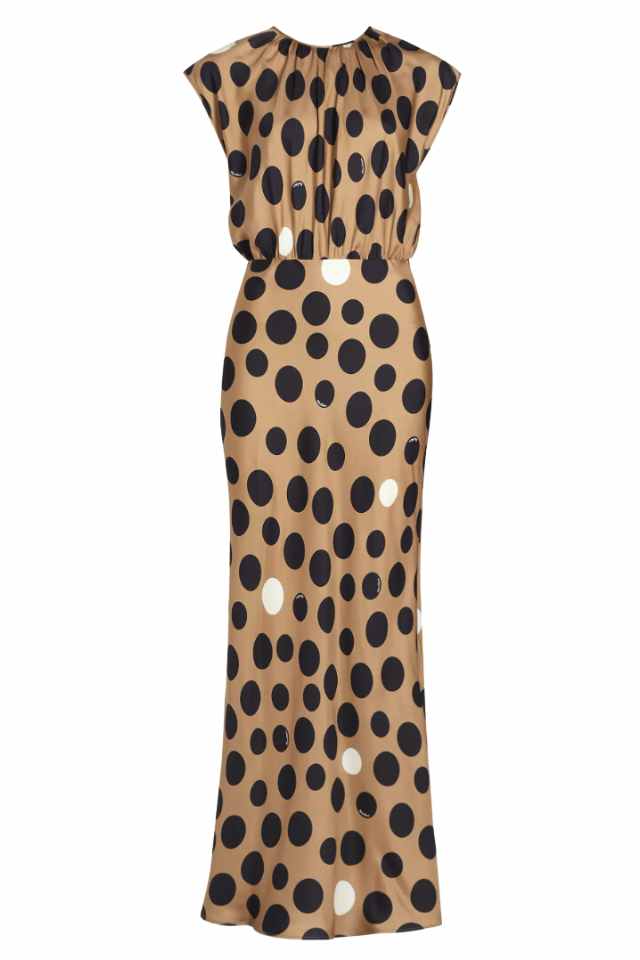 silk polka dot maxi dress