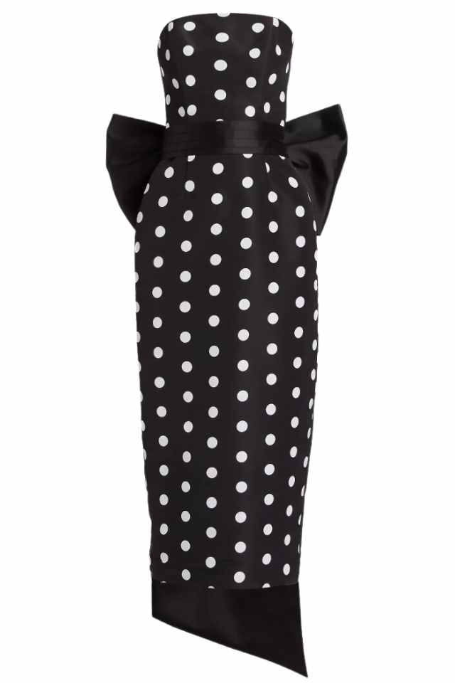 black polka dot midi dress
