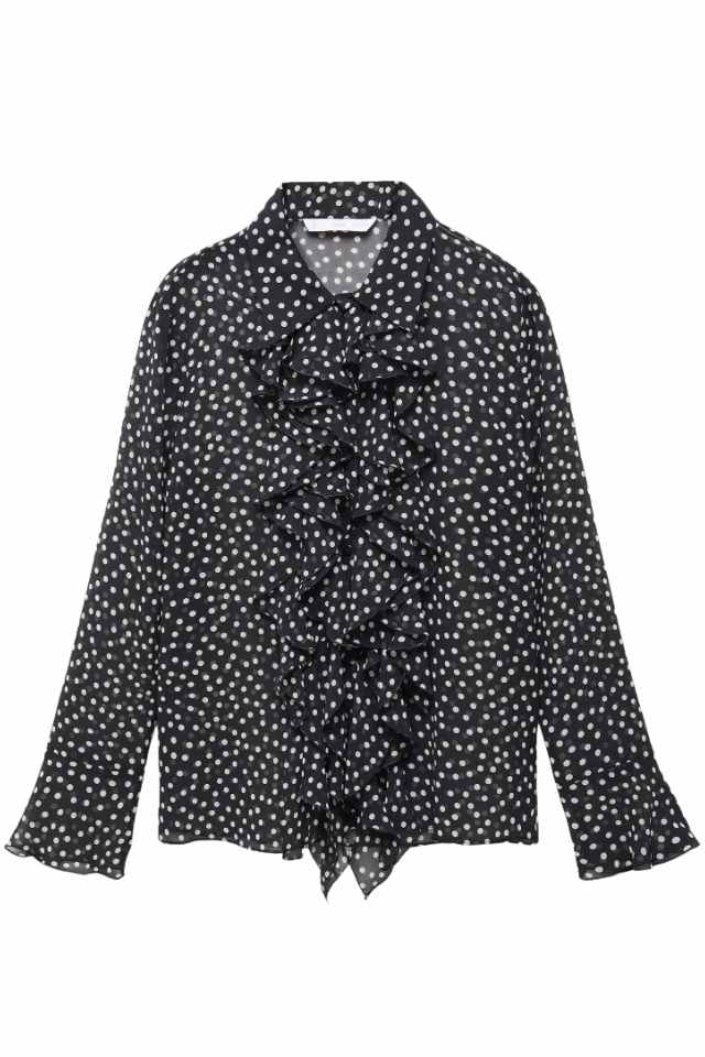 polka dot ruffle long sleeve shirt