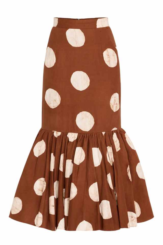 polka dot ruffle pencil skirt